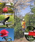 Extendable Pruner With Rotating Blade Head For The Yard, Lightweight Aluminum Pole Reaches 3.67 To 5.45 Feet, fruit picking