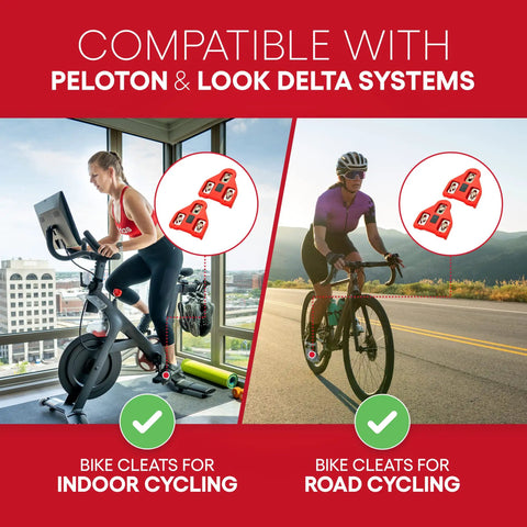 Image showing Replacement Bike Cleats For Cycling Shoes Compatible With Look Delta And Peloton, 9 Degree Float, Allen Key Bolts Included.