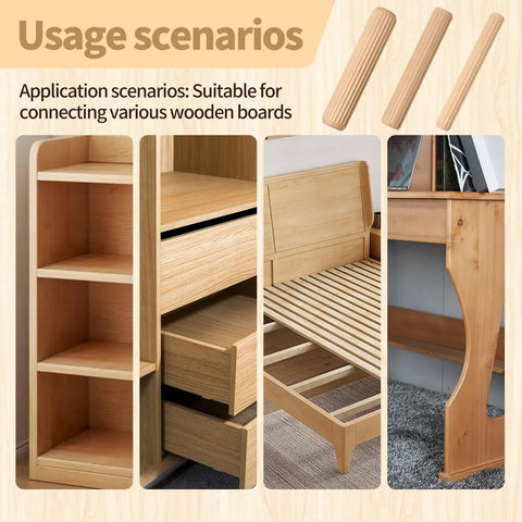 Usage scenarios of Eight Size Fluted Wooden Dowels 225 Pieces in furniture making and woodworking projects