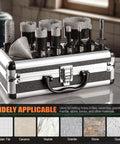 Diamond hole saw kit, 11pc in metal case with tile drill bits (6–65mm), 50mm chamfer saw, 20mm finger bit, SDS adapter.