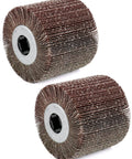 Two Pack Aluminum Oxide Flap Sanding Wheel Drum Burnishing Brush Kit For Metal And Wood, 4.5 Inch Diameter And 4 Inch Width