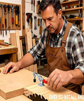 Man using Straight Up Heavy Duty Horizontal Toggle Clamps With Stainless Steel Construction And 198 Pounds Holding Power for woodworking.