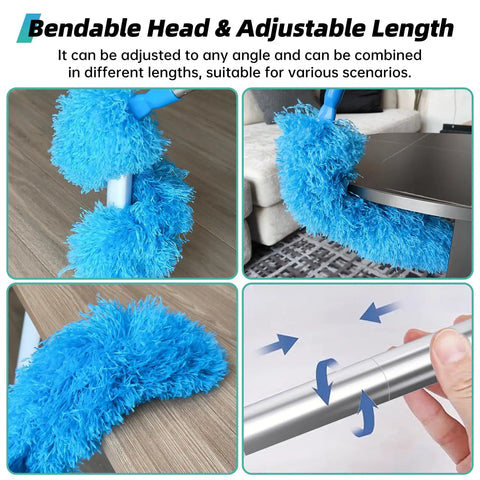 Ceiling Fan Cleaner Duster Set With Extension Pole 13 To 48 Inch, 2 Pack Reusable Microfiber Dusters With Replaceable Heads, bendable