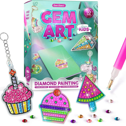 Ultimate Diamond Art Kit For Kids 6-12 3000+ Sparkly Gems For Unicorns, Rainbows, Rockets And More All In One Craft Set For Creative Boys And Girls Perfect Birthday Gift And Classroom Activity. Diamond painting kit with keychains, suncatchers, and stylus.