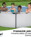 Family enjoying the Premium Round Above Ground Swimming Pool 10 Foot Diameter 30 Inch Depth Steel Frame Build outdoors.