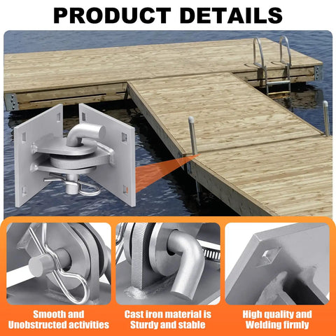 Beefed Up Heavy Duty Floating Dock Hardware Kit With Marine Grade Galvanized Steel T Style Corner Brackets shown on dock