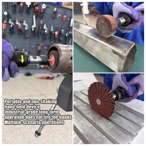 Pro Shop Air Straight Die Grinder Cranks Hot At Twenty Thousand Rpm With rear exhaust in use on aluminum, showing smooth surface polishing.
