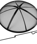 36 Inch Round Fire Pit Screen With Handle And Poker, Collapsible Heavy Duty Mesh Cover For Outdoor Patio Backyard RV Camping And Beach
