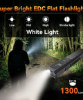 4-In-1 EDC Flat Flashlight USB-C Rechargeable Magnetic Slim Handheld Light illuminating forest path at night
