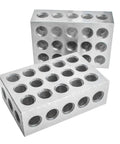 Two HFS 1-2-3 machinist blocks, hardened steel with 23 holes, silver finish