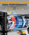 Detailed view of Kick Ass Heavy Duty 6 Amp Corded Hammer Drill's powerful motor showcasing internal components and speed features.