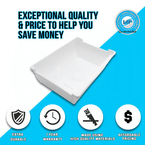Upgraded Lifetime Ice Cube Container Bucket Tray Replacement DA61-05300A For Refrigerator Non OEM Upgrade shown with features