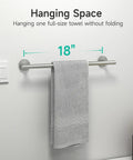 Brushed Nickel Bathroom Accessories Set Five Piece Wall Mounted Easy Install Includes 24 Inch Towel Bar 18 Inch Towel Bar Toilet Paper Holder Towel Ring And Robe Hook Durable 304 Stainless Steel Modern Hardware showing 18 inch towel bar with towel hanging