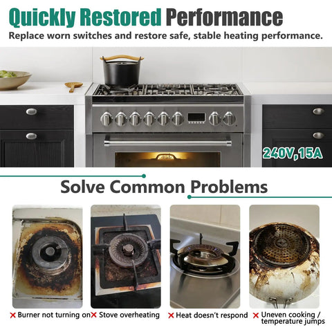 Triple Burner Surface Element Control Switch Replacement For 24 Inch Range Stoves DG44-01007B Plug And Play Ready replaces old switches.