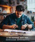 Future City Cyberpunk Marble Run Kit For Adults With 174cm Track Dope 140Piece 3D Puzzle Model STEM DIY Hobby For Men And Women Brain Teaser Building Toy Inspired By Parallel World MR02S, man assembling parts at desk