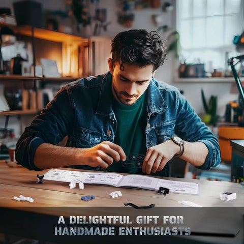 Future City Cyberpunk Marble Run Kit For Adults With 174cm Track Dope 140Piece 3D Puzzle Model STEM DIY Hobby For Men And Women Brain Teaser Building Toy Inspired By Parallel World MR02S, man assembling parts at desk