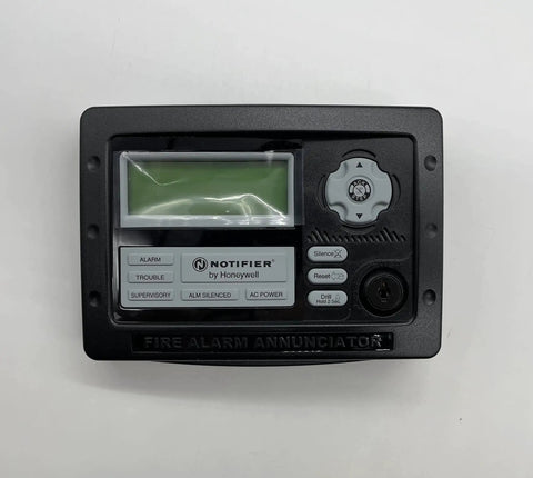 Rock Solid Compact Remote Fire Annunciator Featuring A Bright Backlit Lcd Display with control buttons and LCD screen.