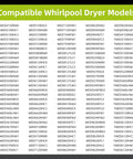 Compatible Whirlpool dryer models chart for Dryer Heating Element Replacement Kit With Thermostat And Dual Thermal Fuses 3387747.