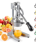 Manual Citrus Juicer Heavy Duty Cast Iron Press With Removable Strainer For Oranges Lemons Grapefruit And Pomegranate Gray.