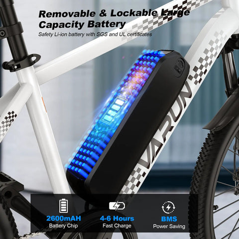 Removable battery on Beast Of An All Terrain Electric Bike For Adults With 500W Peak Motor 20 MPH Top Speed Up To 40 Mile Range
