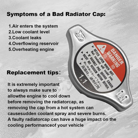 Radiator Cap Cover Replacement For Honda Civic Accord CRV Odyssey Pilot 1992 2008 19045 PAA A01 19045PAAA01 shown with warning label.