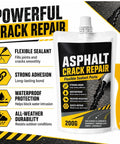 Heavy Duty Concrete Crack Filler Zero Hassle Quick Dry Sealer For Driveways And Patios Waterproof High Elasticity Patch Repair Kit All Season Deep Moisture Barrier Sealant packaging with application tool, 200g.