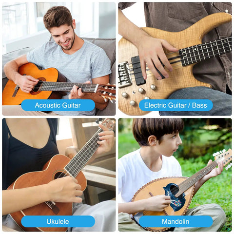 Acoustic guitar, electric guitar/bass, ukulele, mandolin players using Guitar Tool Kit 31 Pieces For Pro Setup And Repair All In One