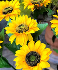 Sunflower Garden Lights Six LED Outdoor Flowers With Solar Panels IP66 Waterproof Auto Charge Realistic Silk Flowers Brighter Longer Glow