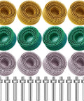 12 Piece 2 Inch Abrasive Bristle Disc Go-To Set For Drill With 50 80 120 Grits, 1/4 Inch Shank Attachment, White Green Yellow Discs Visible