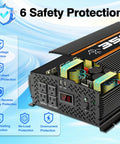 Heavy Duty Road Ready 3500W Power Inverter For Cars Trucks Rvs And Solar Rigs DC To AC Converter showing internal components and safety features.