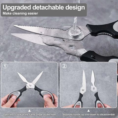 Three Pack Do It All Kitchen Scissors Set, Heavy Duty Stainless Steel Shears, Dishwasher Safe, Removable Blades For Cutting Meat Chicken Fish And Veggies, Multicolor Kitchen Utensils For Everyday Kitchen Hacks, detachable stainless steel blades