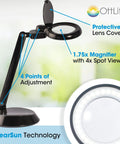 All In One LED Desk Lamp With Built In Magnifier Go To Tool showing protective lens, magnifier, and adjustable arm.
