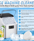 Ice Maker Cleaner Tablets Descaler 36 Pack For Portable Countertop And Nugget Ice Makers, Nickel Safe Scale Remover, Removes Limescale And Odor No Fuss, Delivers Crystal Clear Ice. Portable countertop ice maker with ice cubes