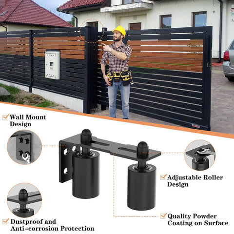 Beefy Sliding Gate Roller Guide Kit With Heavy Duty Steel L Bracket And Adjustable 3 Inch Nylon Wheel Support for gates