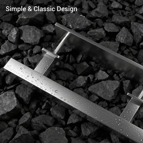 Stainless Steel Barn Door Handles 10 Inch Sliding Door Pull Flush Handle Double Sided Square Brushed Finish on black stones