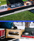 Heavy Duty Full Extension Ball Bearing Drawer Slides With Secure Lock For RV And Pickup Trucks Featuring Rock Solid Three Hundred Pound Capacity Cold Rolled Steel Build Delivers Smooth As Butter Glide Daily shown with a kitchen setup in an RV.