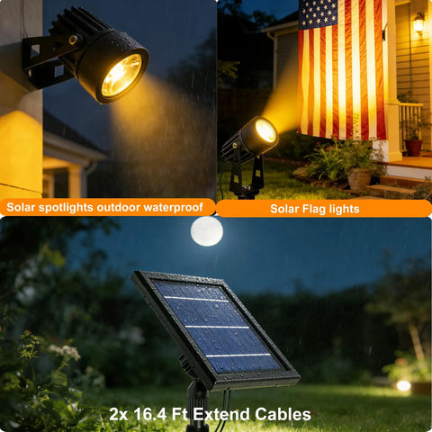 Solar Powered Cast Aluminum Warm White LED Spotlight for outdoor garden yard landscape with waterproof build and solar panel