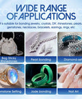 Usage examples of 3.4 Oz Jewelry Glue For Metal And Stone With Precise Pointed Tip for bonding rhinestones, pearls, diamonds, and gemstones.