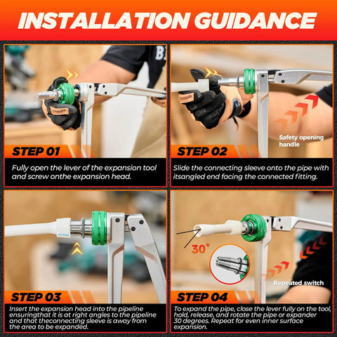 Installation guide for Beefed-Up PEX A Expansion Tool Kit With 1/2 Inch, 3/4 Inch, And 1 Inch Expansion Heads, Manual Expander For ASTM F1960 Fittings