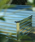 Close-up of Two-Piece Galvanized Raised Garden Bed Kit 10 By 3 By 1 Feet Outdoor Planters for Vegetables Flowers and Herbs