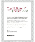 Top Holiday Seller 2012 award letter from Amazon Services congratulating on sales performance.
