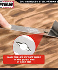 Two Piece Stainless Steel Prybar Scraper Set With 90 Degree Pry Ends Remove Residue From Gaskets And Surfaces with nail puller