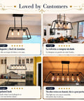 Matte Black Kitchen Island Lighting Fixture With Three Lights Farmhouse Style Pendant Chandelier For Dining Room Kitchen Bar Or Foyer Modern Industrial Linear Rectangle Design E26 Base in home settings with customer reviews