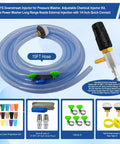 Adjustable Long Range Downstream Injection Nozzle Kit For Pressure Washers with 15-foot hose and accessories displayed