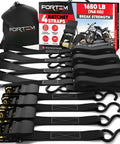 Beefy Heavy Duty Ratchet Strap Set 1650 Lb Break Strength 4 Pack 15 Ft X 1 In Tie Down Straps With Soft Loops And S Hooks