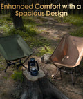 Big And Roomy Portable Camping Chair With A 24 Inch Wide Seat Ultralight Foldable for backpacking in a wooded campsite setting