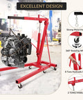 2 Ton Cherry Picker Engine Hoist with 360° rotating wheels and strong metal hooks for garage auto projects.