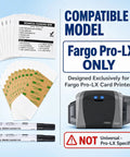 No Stress Printer Cleaning Kit For Id Card Makers Featuring Two Printhead Pens Ten Sticky Cleaning Cards And Pre Saturated Wipes To Keep Your Rig Running Tight Daily, includes Fargo Pro-LX card printer accessories.