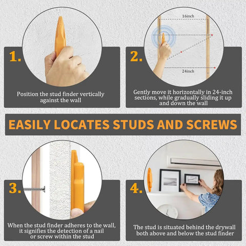 Two Pack Magnetic Stud Finder For Drywall, Manual Wall Scanner To Legit Snag Hidden Nails And Screws, No Sweat Battery Free Detector For Tv Mounting, Shelf Hanging, And Weekend DIY Fixes