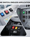 Rocker Switch Kit With Multi Color LED Lights And Waterproof Cover 13 Piece Assortment for marine, automotive, and appliance use